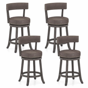 Giantex 26" Bar Stools Set, Swivel Counter Height Bar Chairs with Footrest, Rubber Wood Frame kitchen barstool, adjustable bar stool