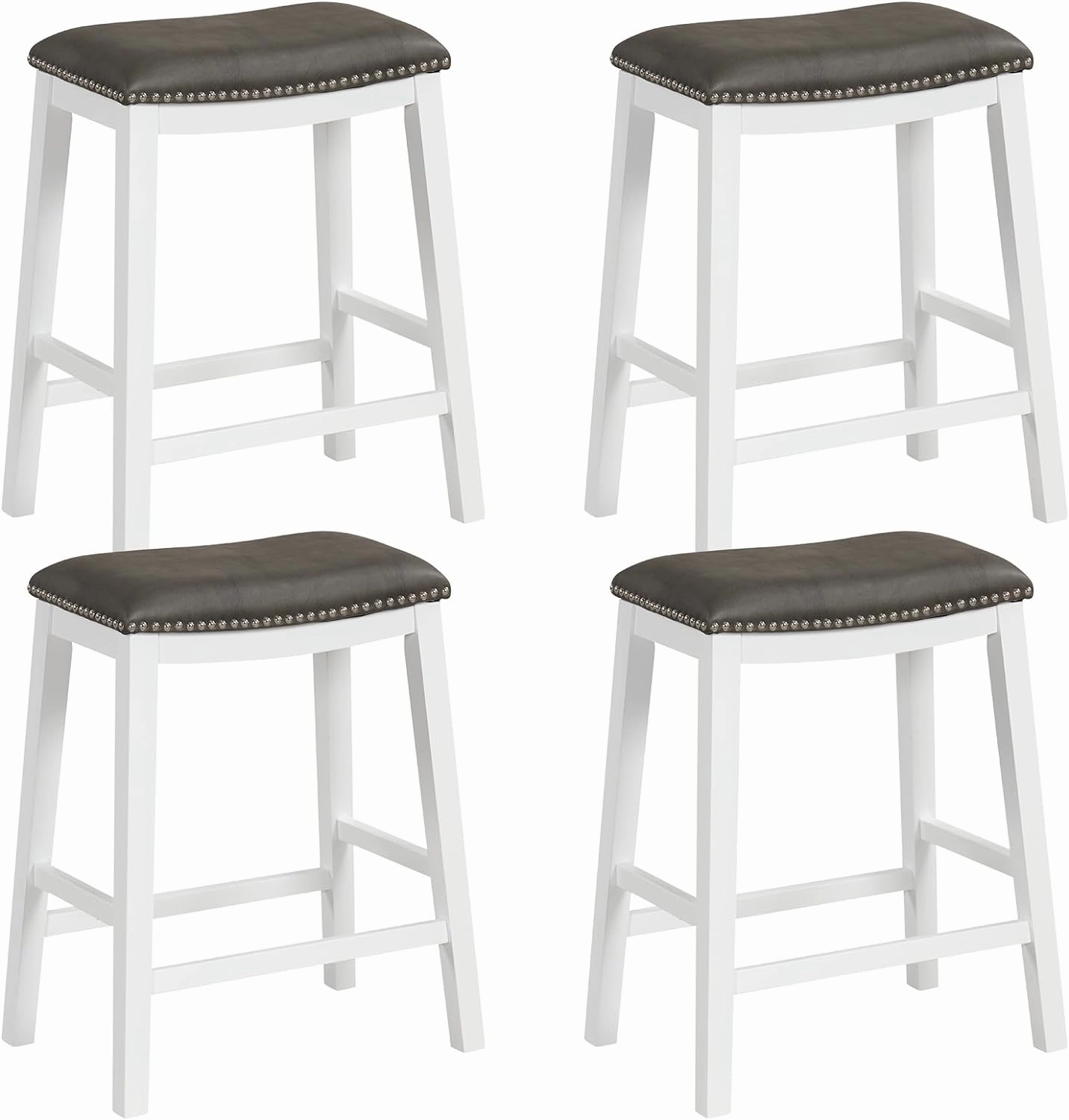 Giantex 26" Counter Height Bar Stools Set of 2, Faux PVC Leather Farmhouse Barstools w/Padded Seat
