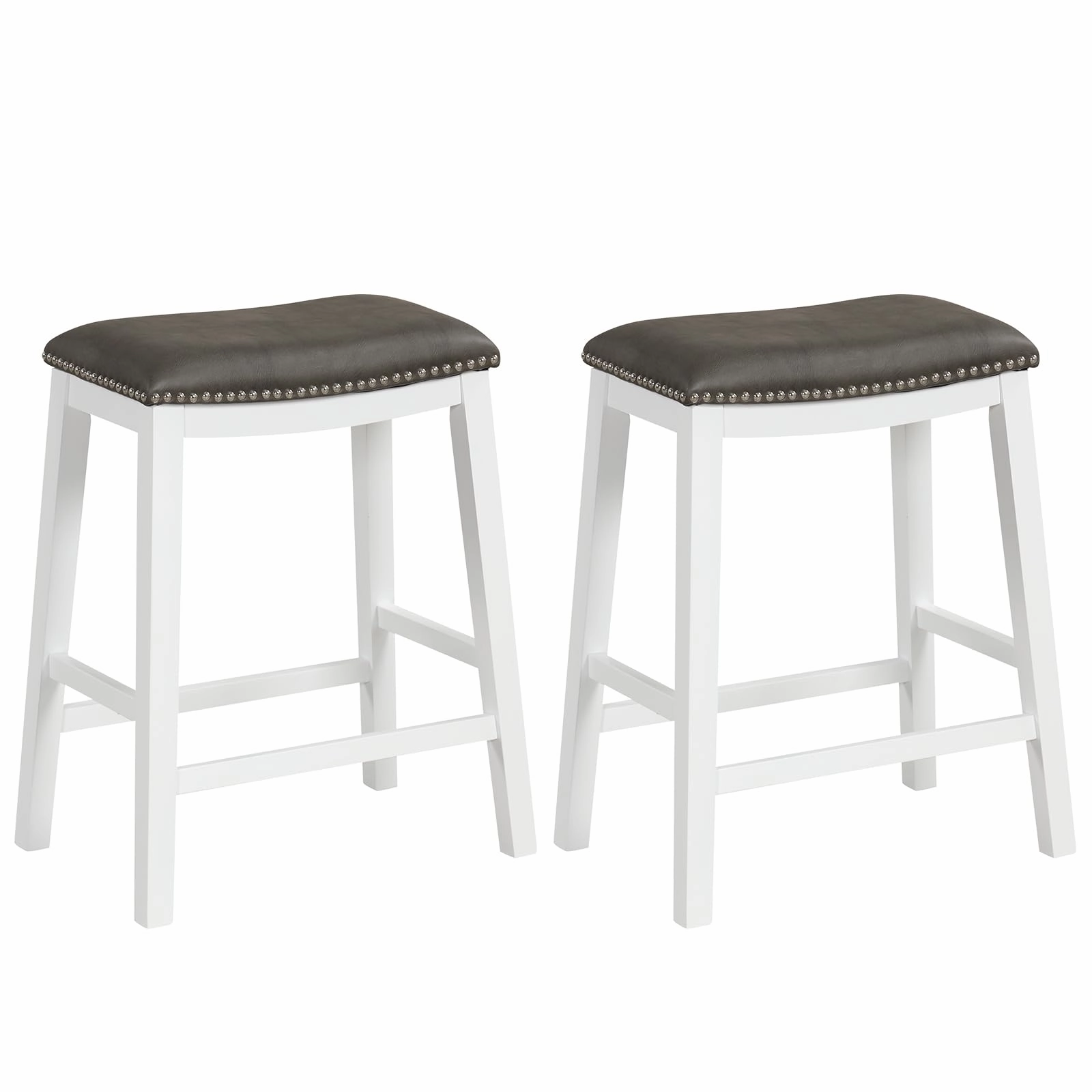 Giantex 26" Counter Height Bar Stools Set of 2, Faux PVC Leather Farmhouse Barstools w/Padded Seat kitchen barstool, adjustable bar stool