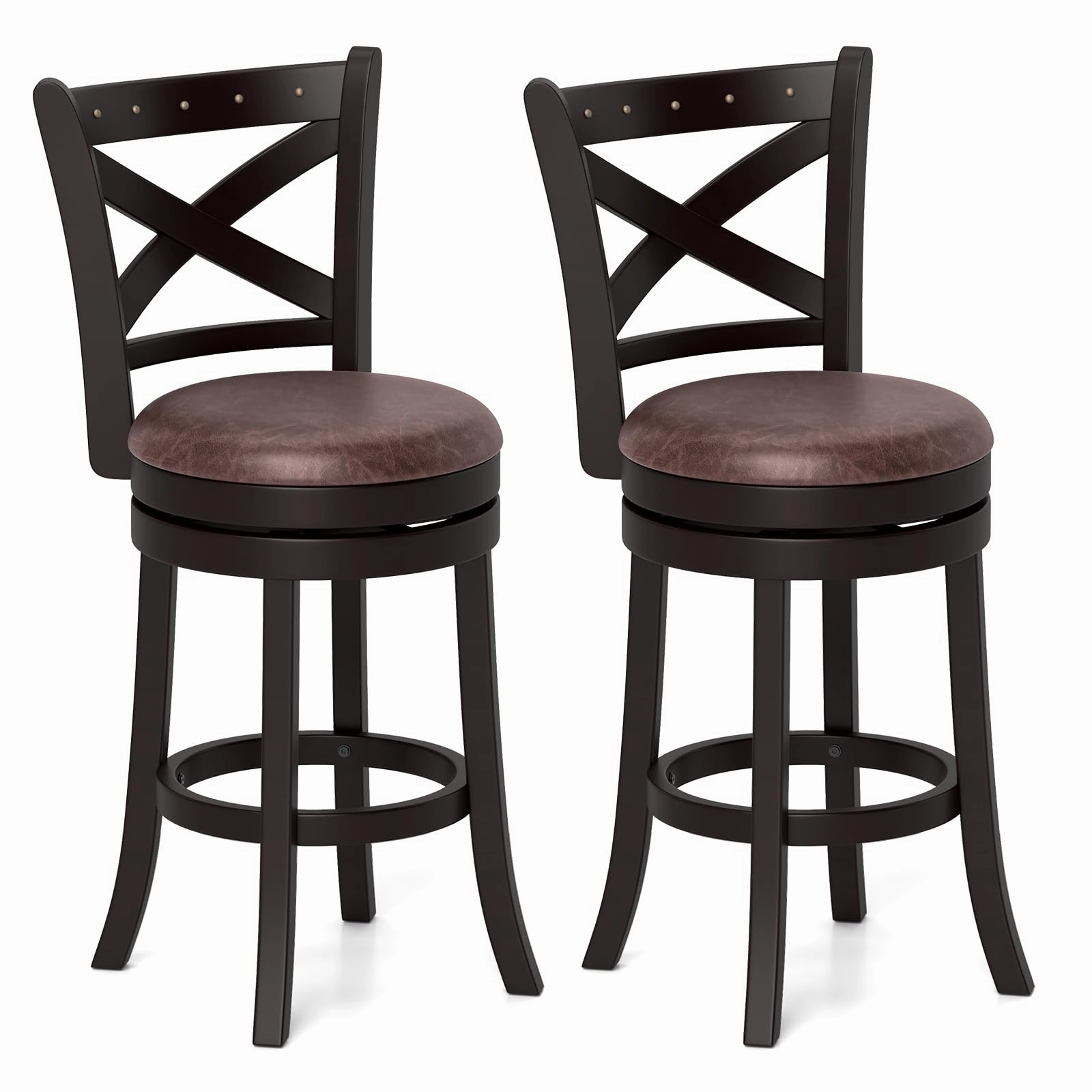 Giantex 26" Swivel Bar Stools with Backs & Upholstered Faux Leather Seat kitchen barstool, adjustable bar stool