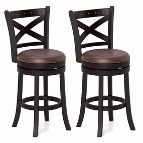 Giantex 26" Swivel Bar Stools with Backs & Upholstered Faux Leather Seat kitchen barstool, adjustable bar stool
