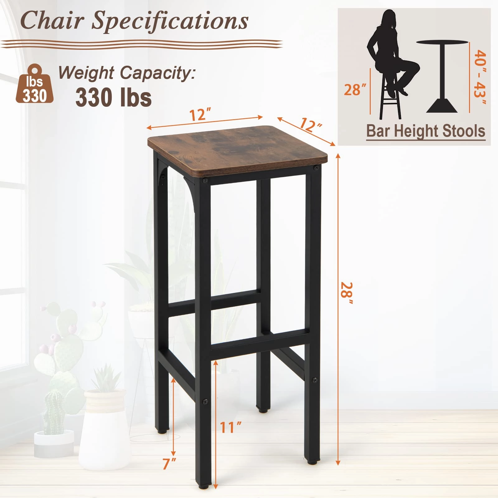 Giantex 28" Counter Height Bar Stools Set of 4
