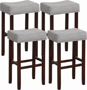 Giantex 29.5" Bar Height Bar Stools Set of 4 - Backless Saddle Barstools with Nailhead Linen Foam Seat kitchen barstool, adjustable bar stool