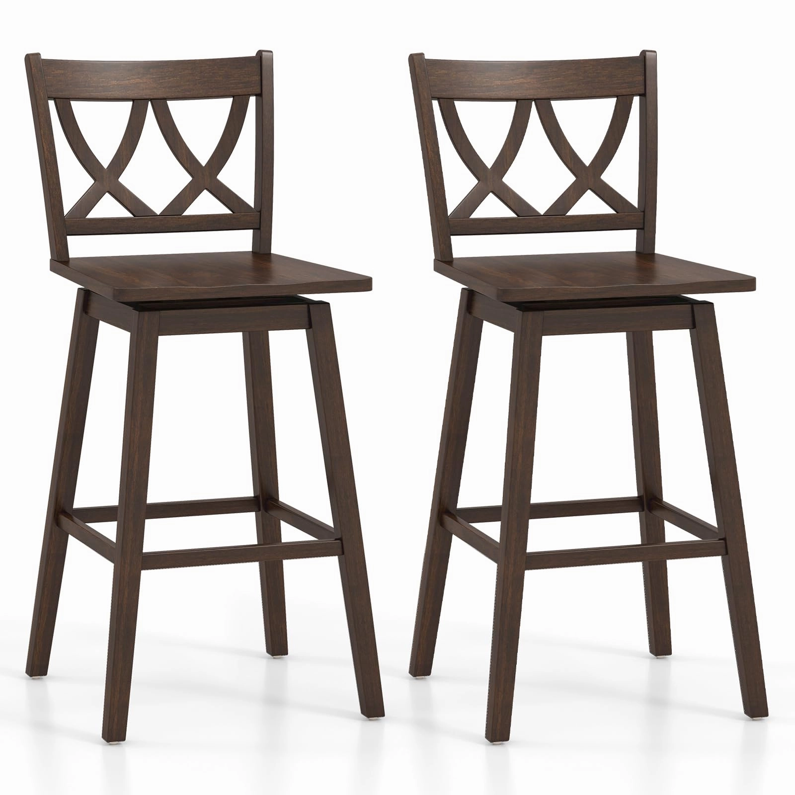 Giantex 29" Bar Stools Set of 2/4, Swivel Wooden Bar Chairs with Rubber Wood Frame, for Kitchen Island, Restaurant & Pub, Dark Grey kitchen barstool, adjustable bar stool