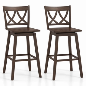 Giantex 29" Bar Stools Set of 2/4, Swivel Wooden Bar Chairs with Rubber Wood Frame, for Kitchen Island, Restaurant & Pub, Dark Grey kitchen barstool, adjustable bar stool