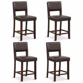 Giantex 2 or 4-Piece Bar Chair Set - Linen Counter Height Bar Stool Set with Hollowed Back & Rubber Wood Legs kitchen barstool, adjustable bar stool
