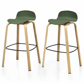 Giantex 30-Inch Modern Minimalist Bar Chairs with Footrest, Low Backrest and Metal Legs, Nordic Style High Stools kitchen barstool, adjustable bar stool