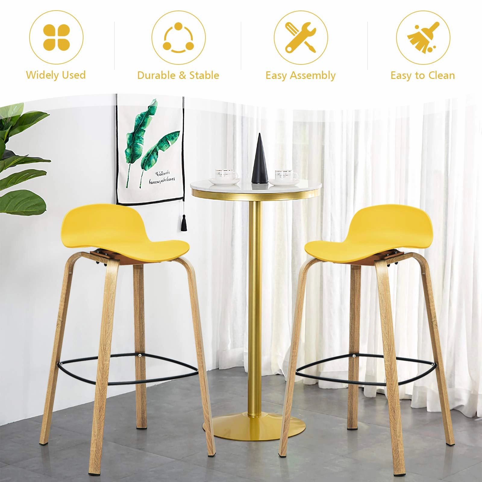 Giantex 30-Inch Modern Minimalist Bar Chairs with Footrest, Low Backrest and Metal Legs, Nordic Style High Stools