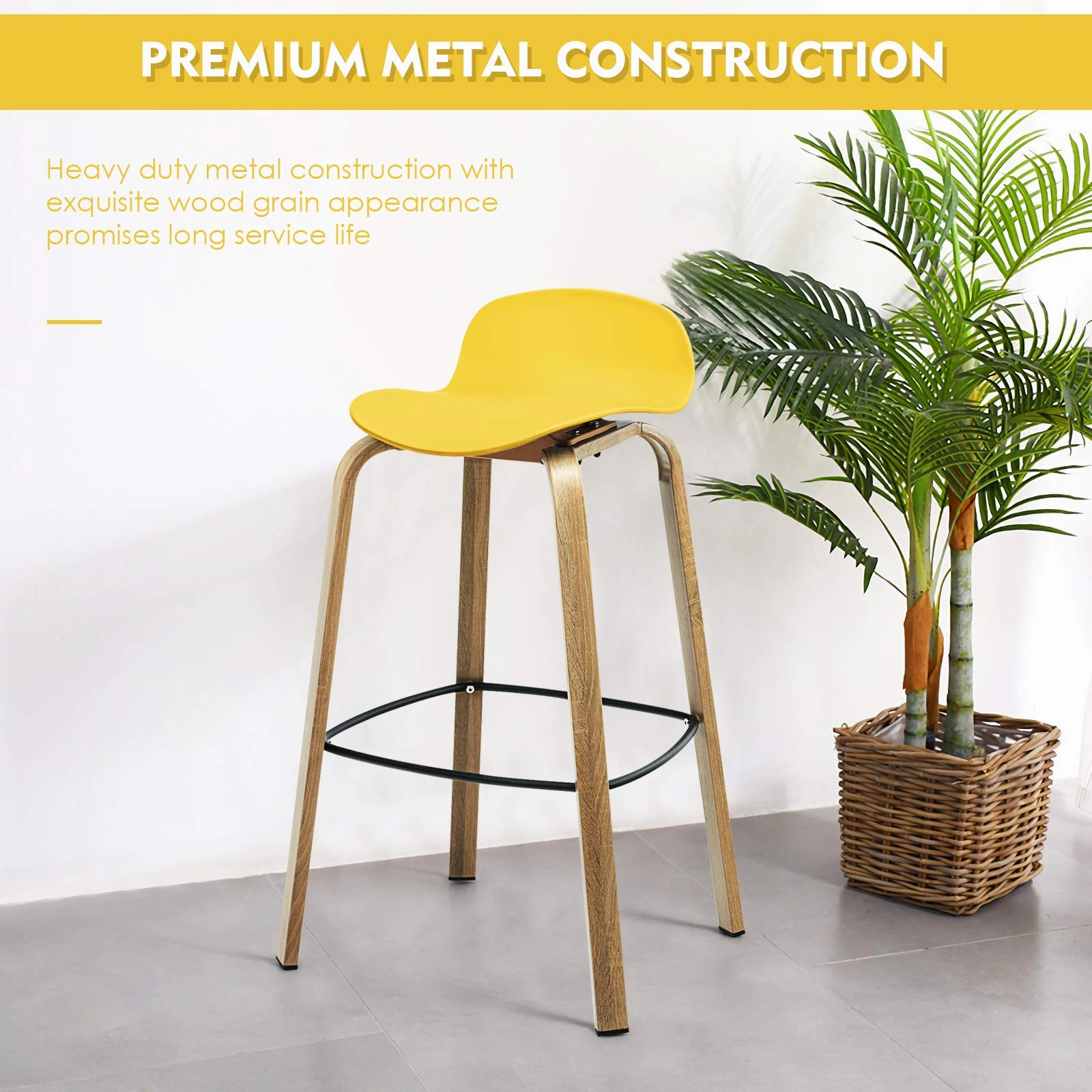 Giantex 30-Inch Modern Minimalist Bar Chairs with Footrest, Low Backrest and Metal Legs, Nordic Style High Stools