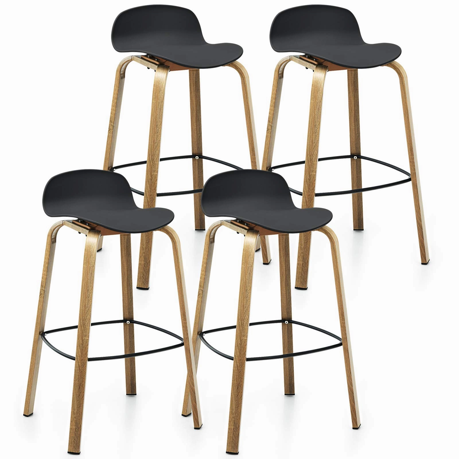 Giantex 30-Inch Modern Minimalist Bar Chairs with Footrest, Low Backrest and Metal Legs, Nordic Style High Stools