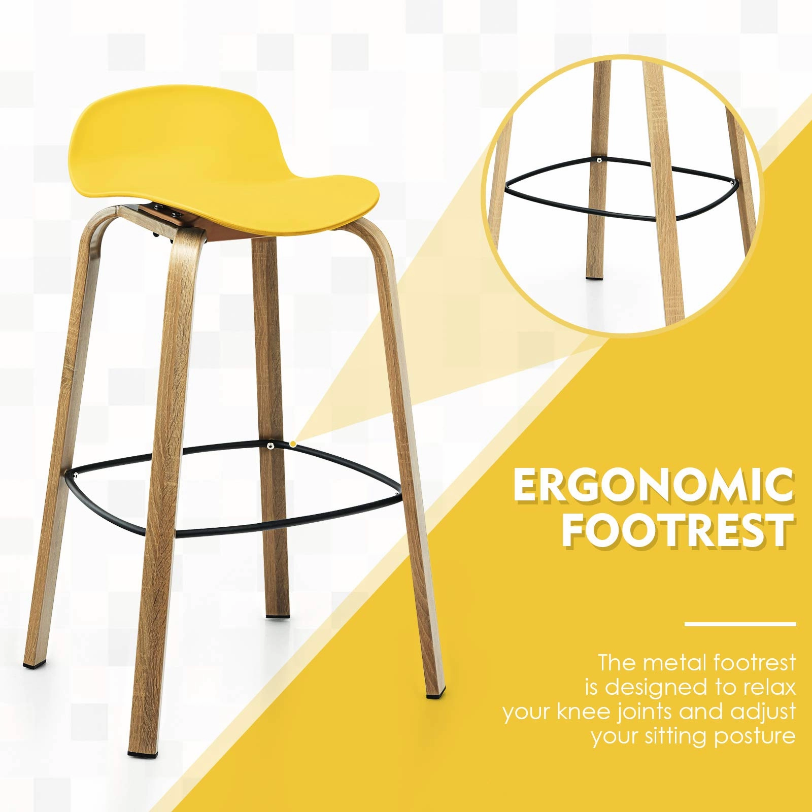 Giantex 30-Inch Modern Minimalist Bar Chairs with Footrest, Low Backrest and Metal Legs, Nordic Style High Stools