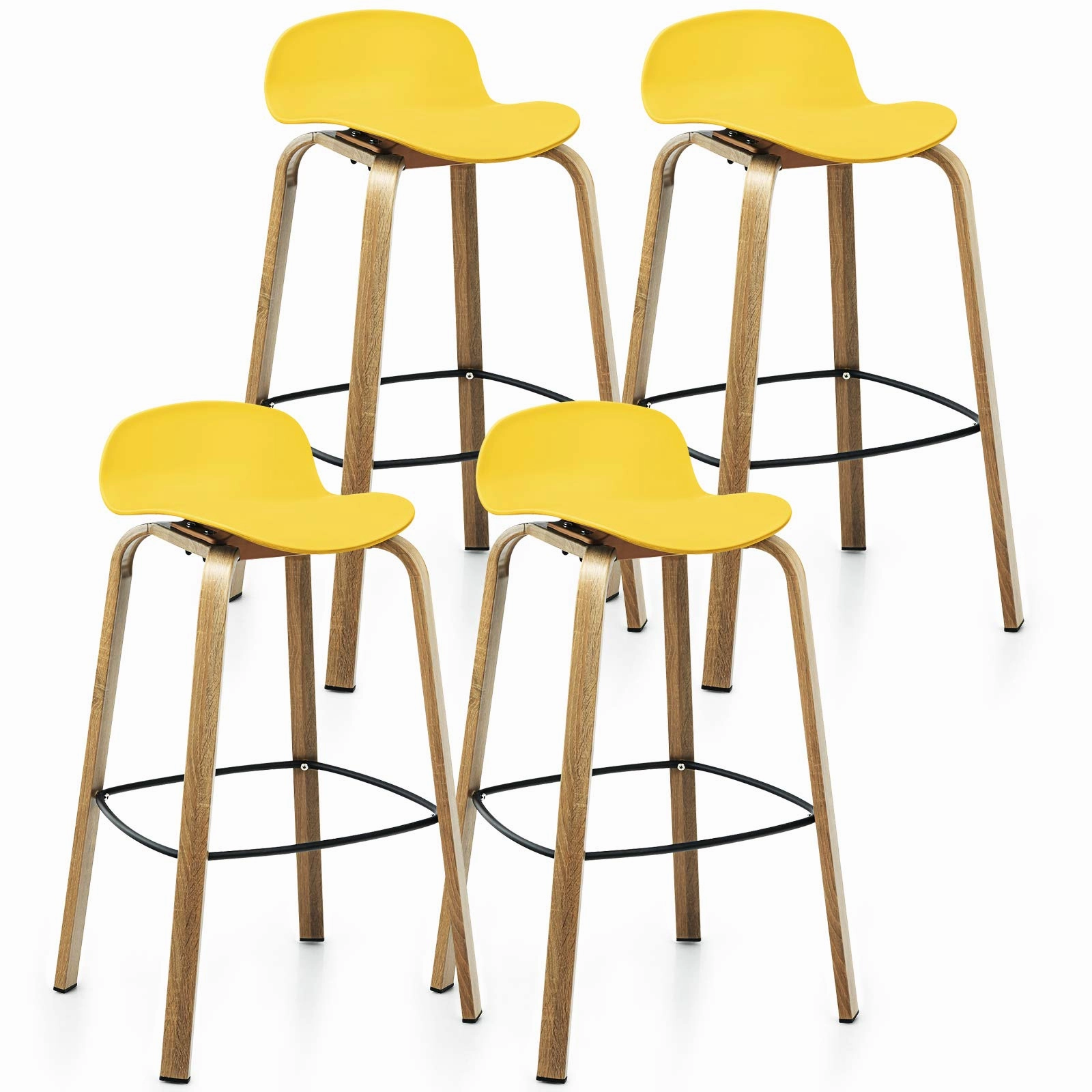 Giantex 30-Inch Modern Minimalist Bar Chairs with Footrest, Low Backrest and Metal Legs, Nordic Style High Stools