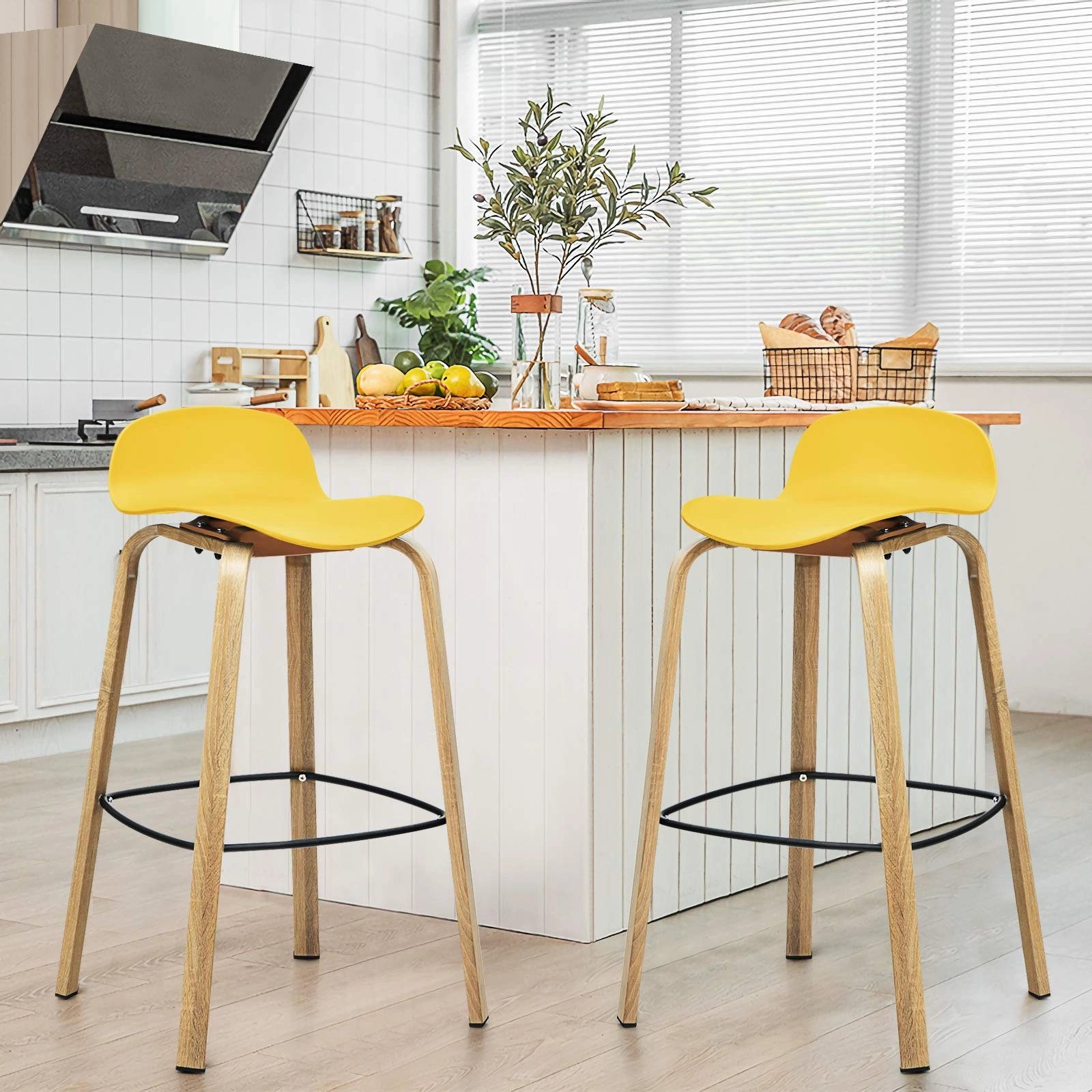 Giantex 30-Inch Modern Minimalist Bar Chairs with Footrest, Low Backrest and Metal Legs, Nordic Style High Stools