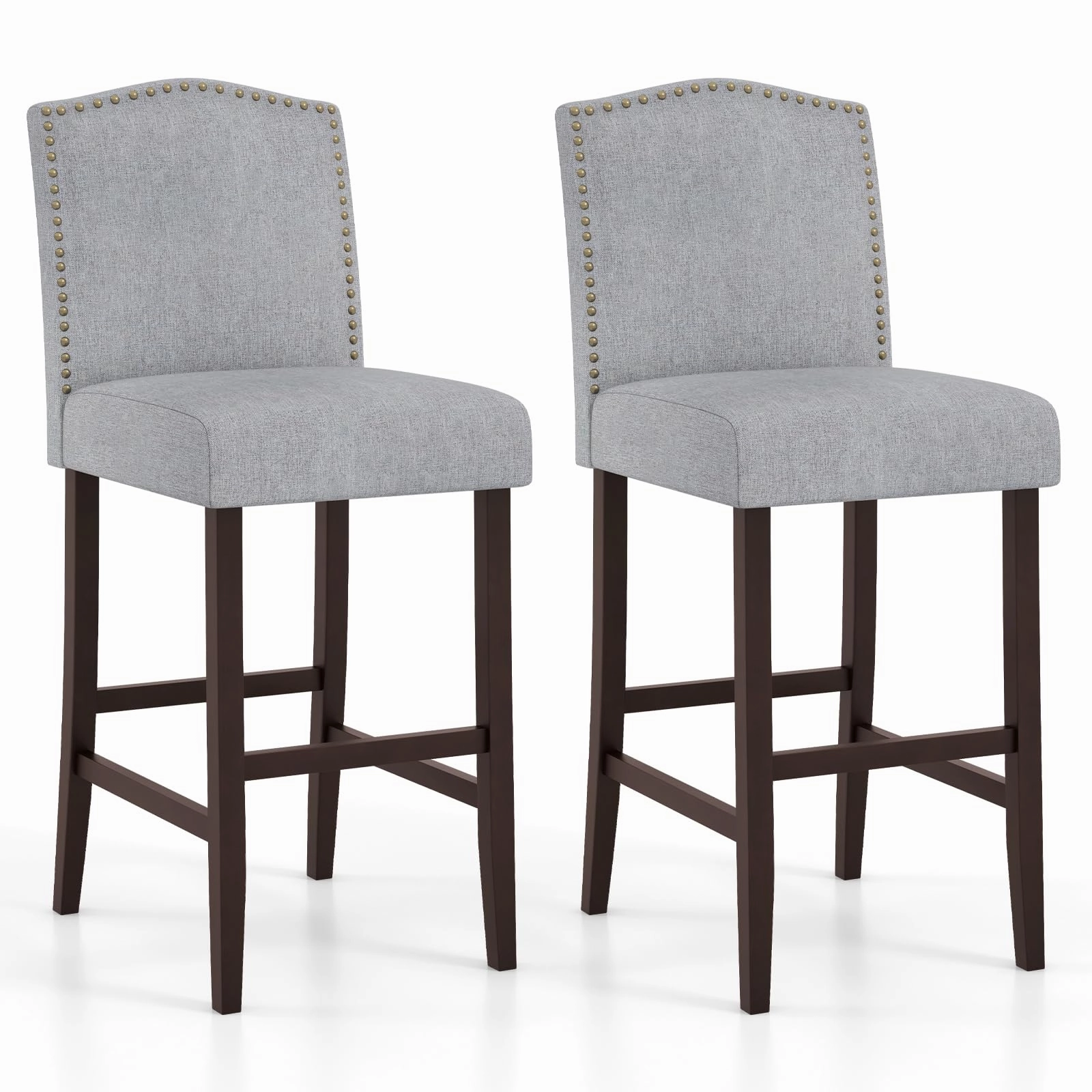 Giantex 30" Bar Stools Set of 2/4, Upholstered Bar Height Bar Chairs with Back & Rubber Wood Legs kitchen barstool, adjustable bar stool