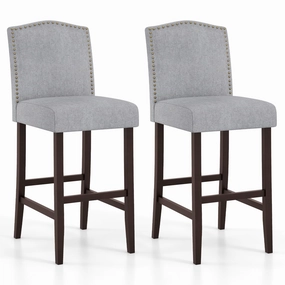 Giantex 30" Bar Stools Set of 2/4, Upholstered Bar Height Bar Chairs with Back & Rubber Wood Legs kitchen barstool, adjustable bar stool