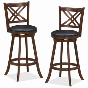 Giantex 360 Swivel Barstools Set of 2, 29"/24" Bar Height Bar Chairs with Back & Footrest, Espresso kitchen barstool, adjustable bar stool