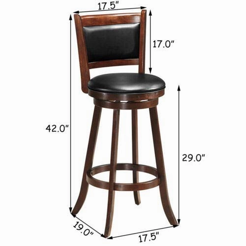 Giantex Accent Wooden Swivel Back Counter Height Bar Stool, Fabric Upholstered Design