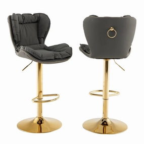 Giantex Adjustable Bar Stool Set of 2, PU Leather Bar Chairs with Padded Seat kitchen barstool, adjustable bar stool