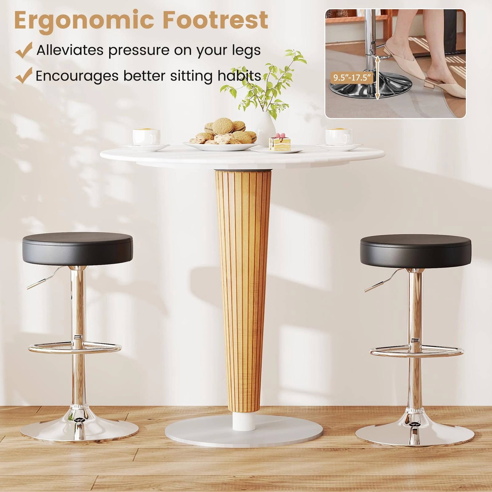Giantex Adjustable Height PU Leather Bar Chair with Swivel Padded Seat