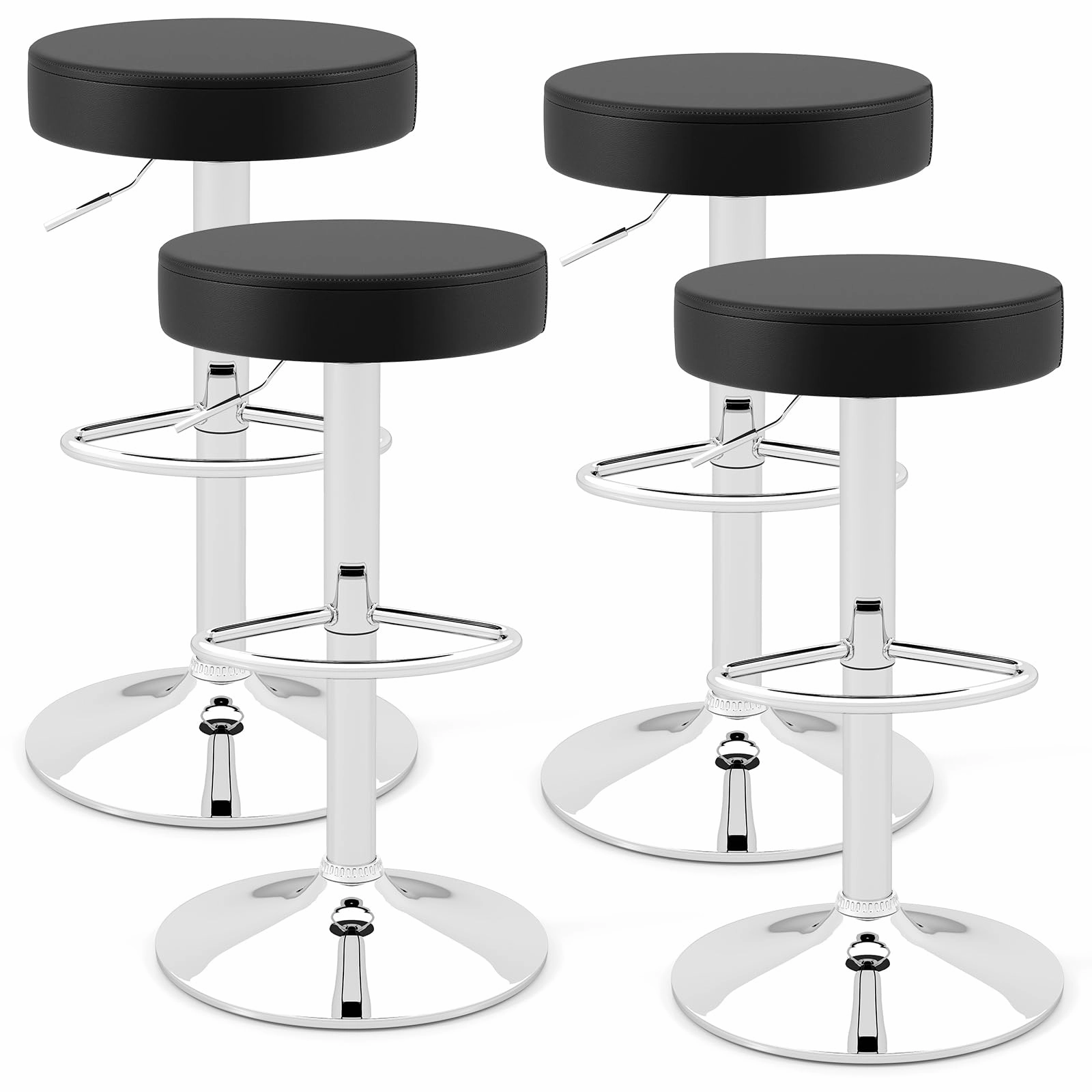 Giantex Adjustable Height PU Leather Bar Chair with Swivel Padded Seat