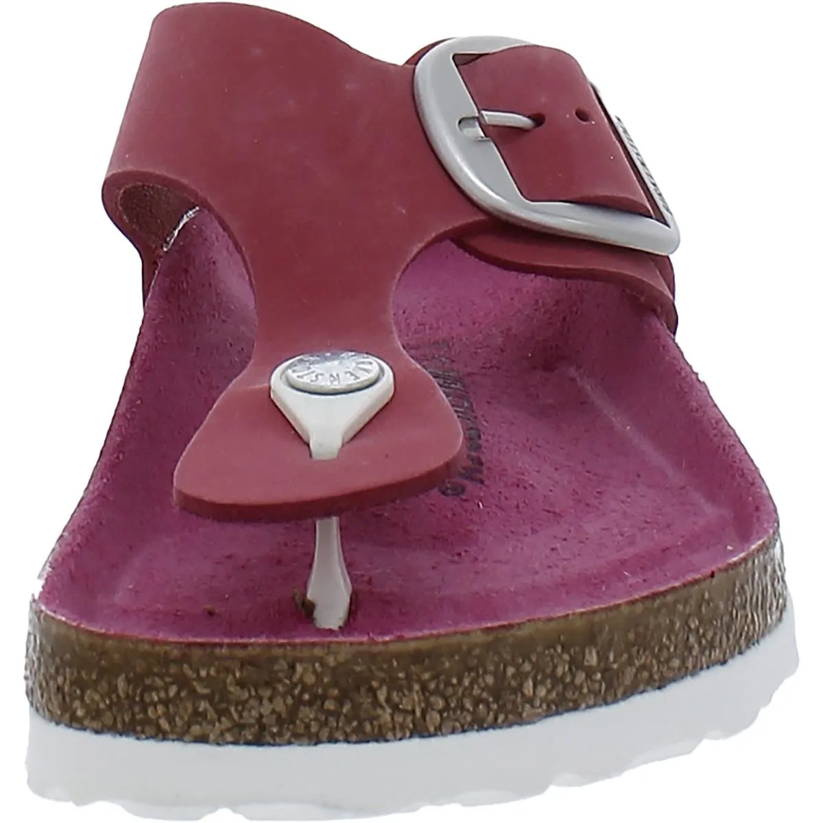 Gizeh Big Buckle Womens Nubuck Slide T-Strap Sandals