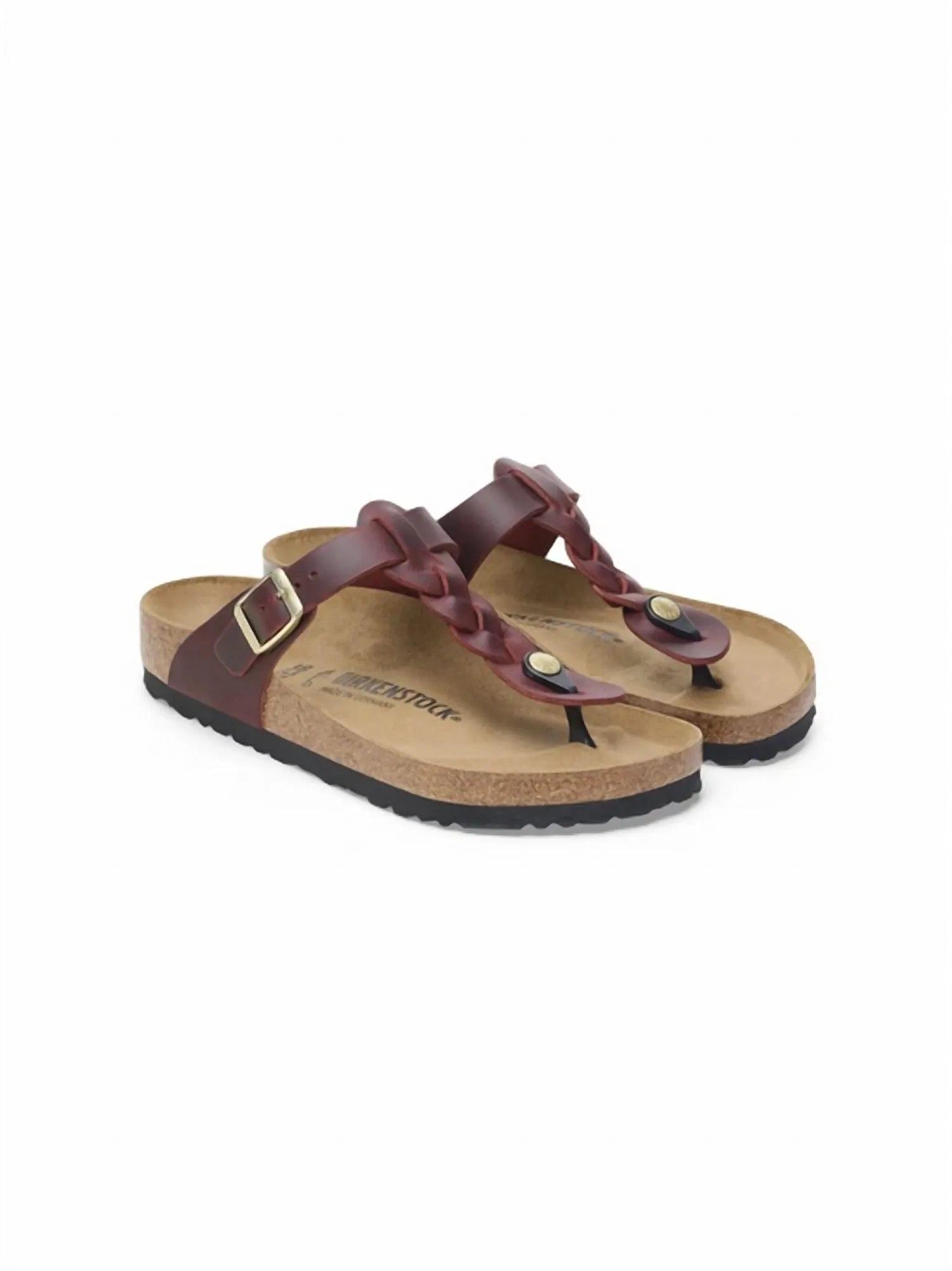 Gizeh Braided Oiled Leather Sandal In Zinfandel