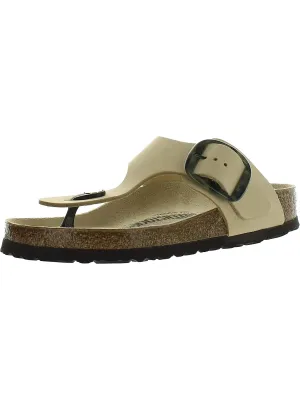 Gizeh Womens Leather Slide Thong Sandals