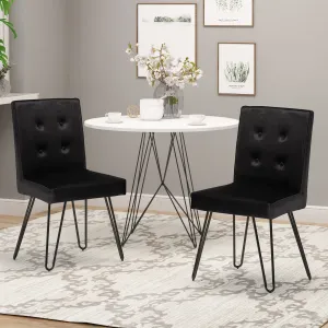 Glam Tufted Velvet Dining Chairs with Iron Legs  (Set of 2) - NH049803 dining table set, 6-piece dining set