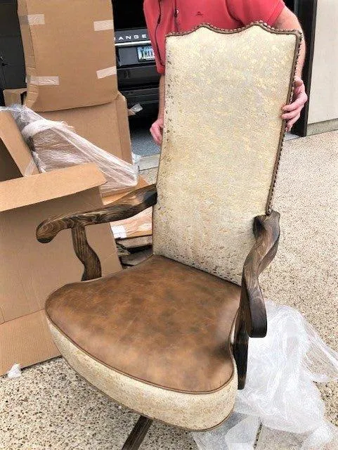 Gold Acid Wash Cowhide Office Chair