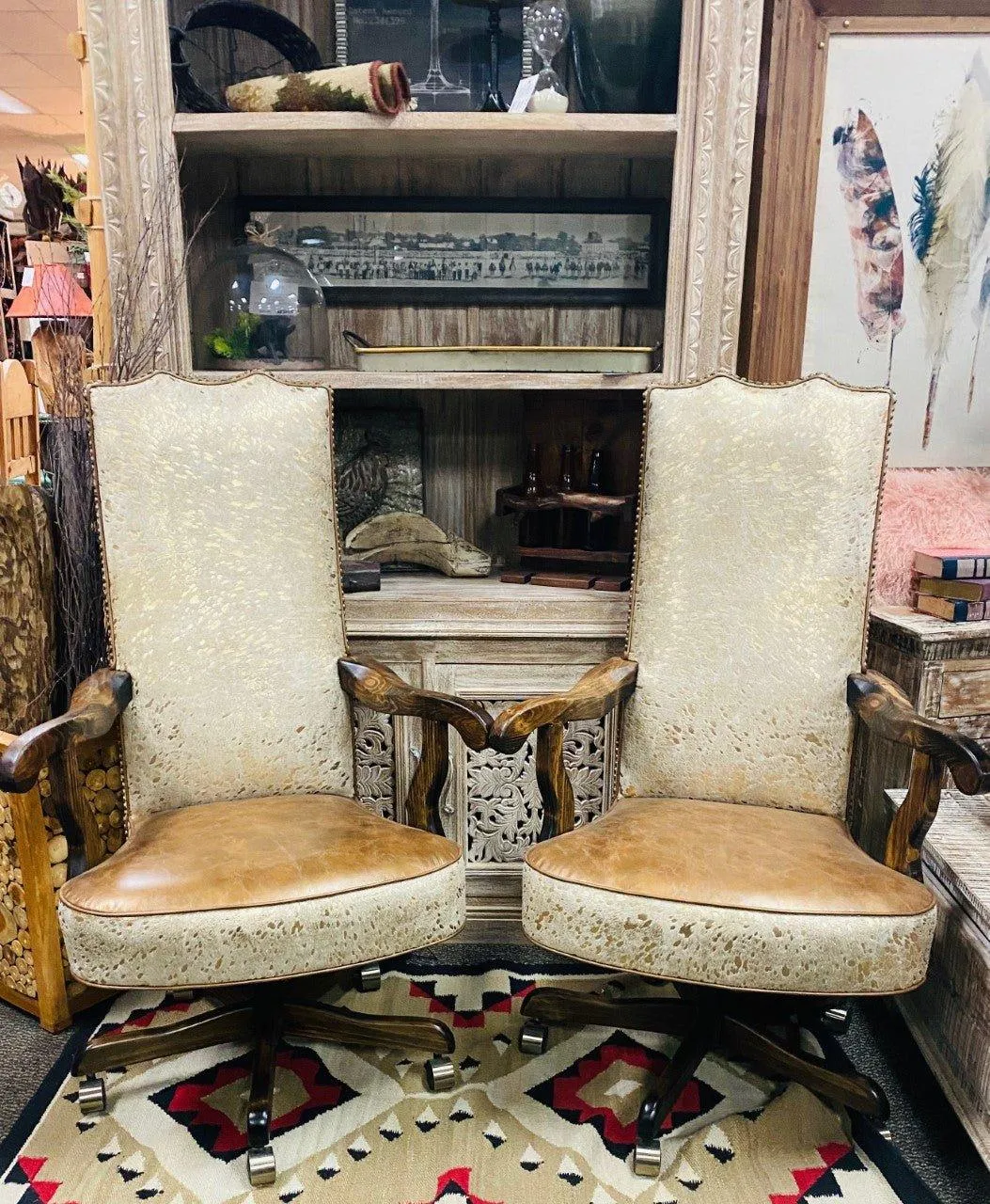 Gold Acid Wash Cowhide Office Chair