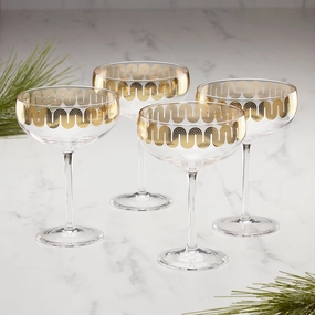 Gold Decal Coupe Glasses - Set Of 4
