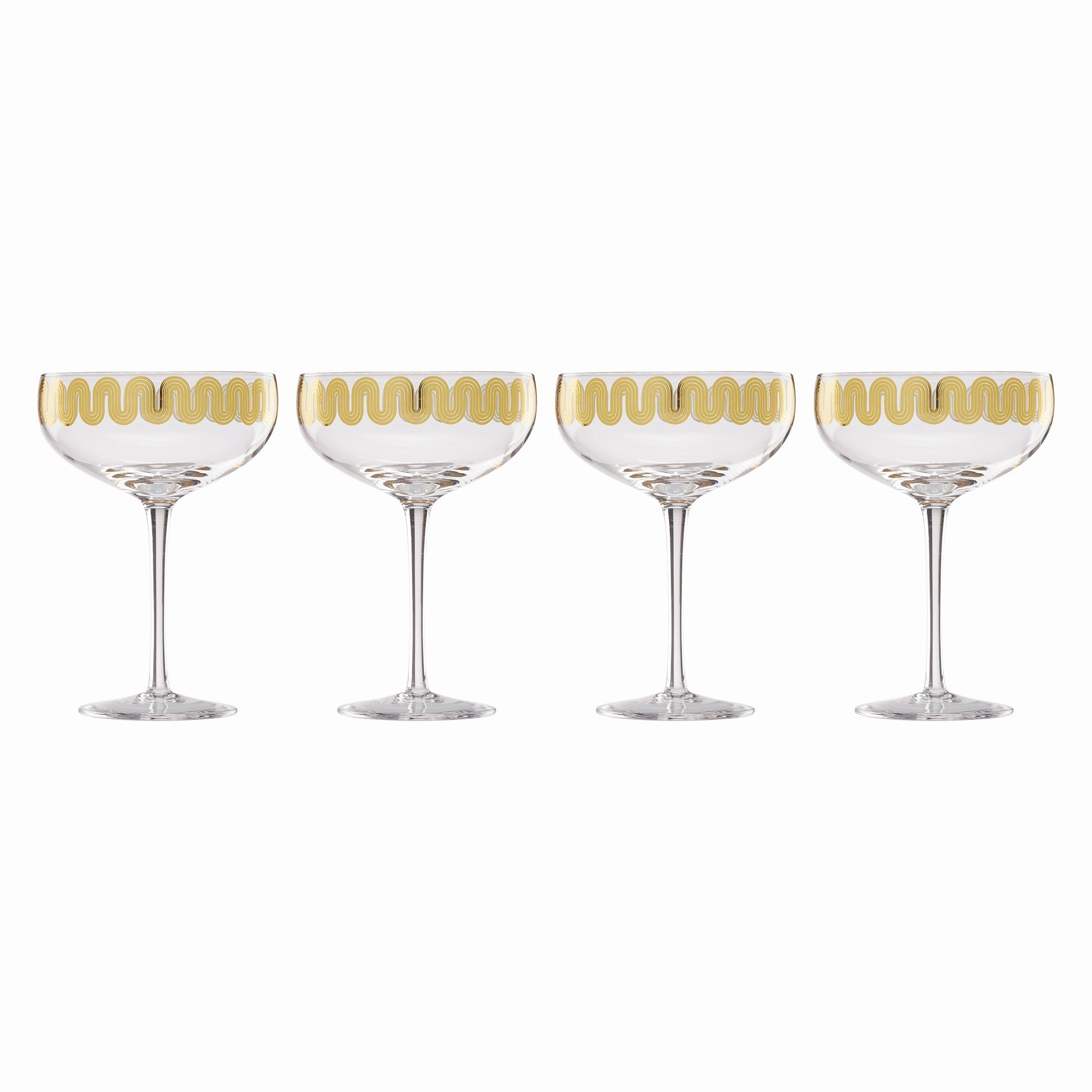 Gold Decal Coupe Glasses - Set Of 4