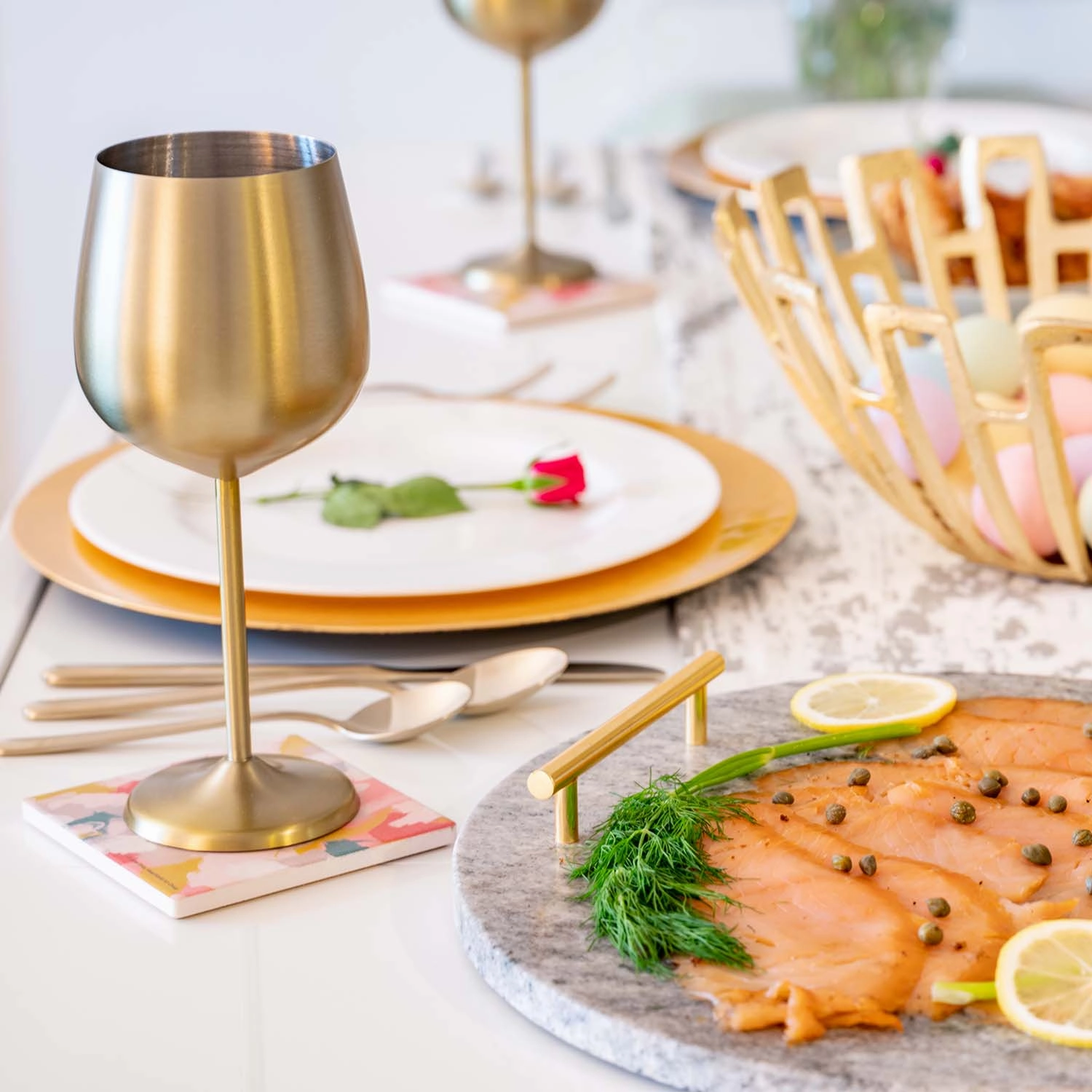 Gold Stainless Wine Glasses - Set Of 4