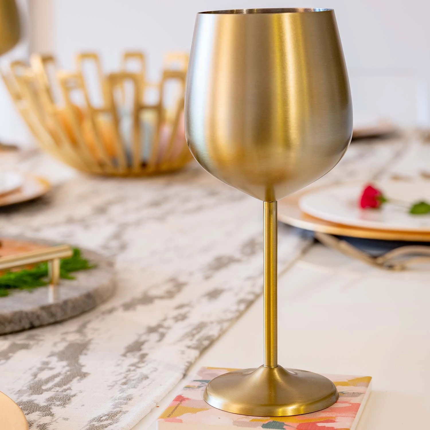 Gold Stainless Wine Glasses - Set Of 4