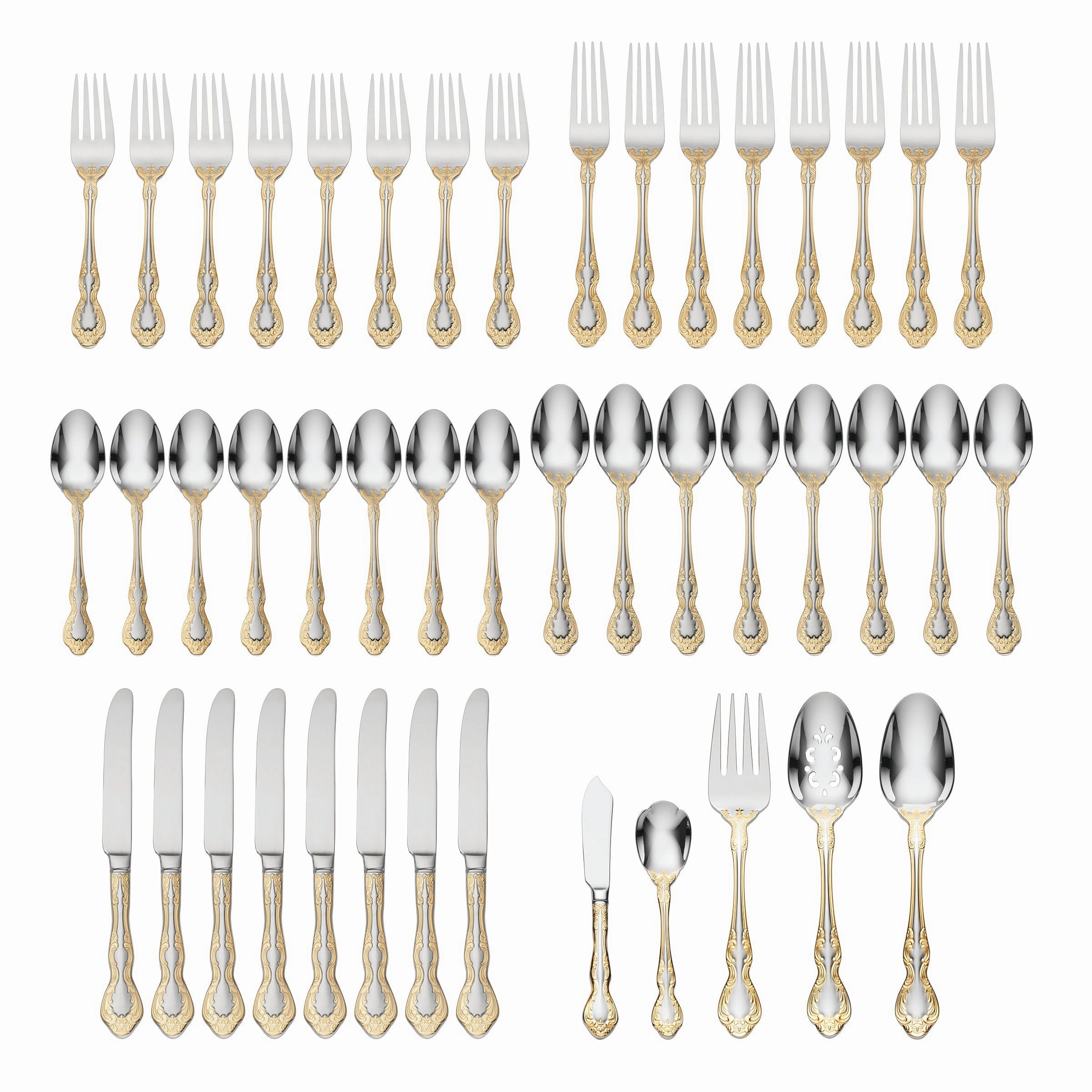 Golden Mandolina 45 Piece Flatware Set