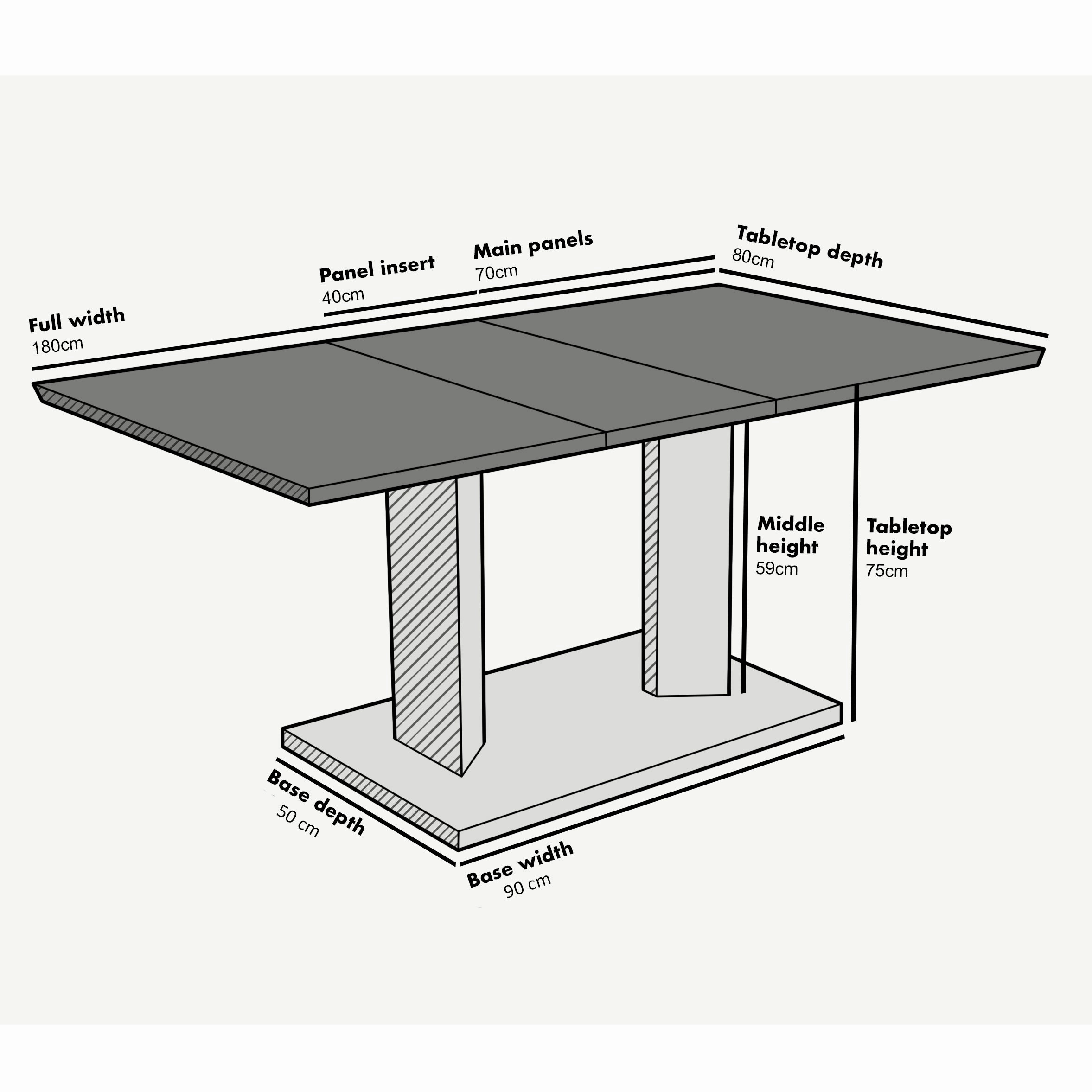 Goswell Concrete Effect Extending Dining Table 6 to 8 Seater