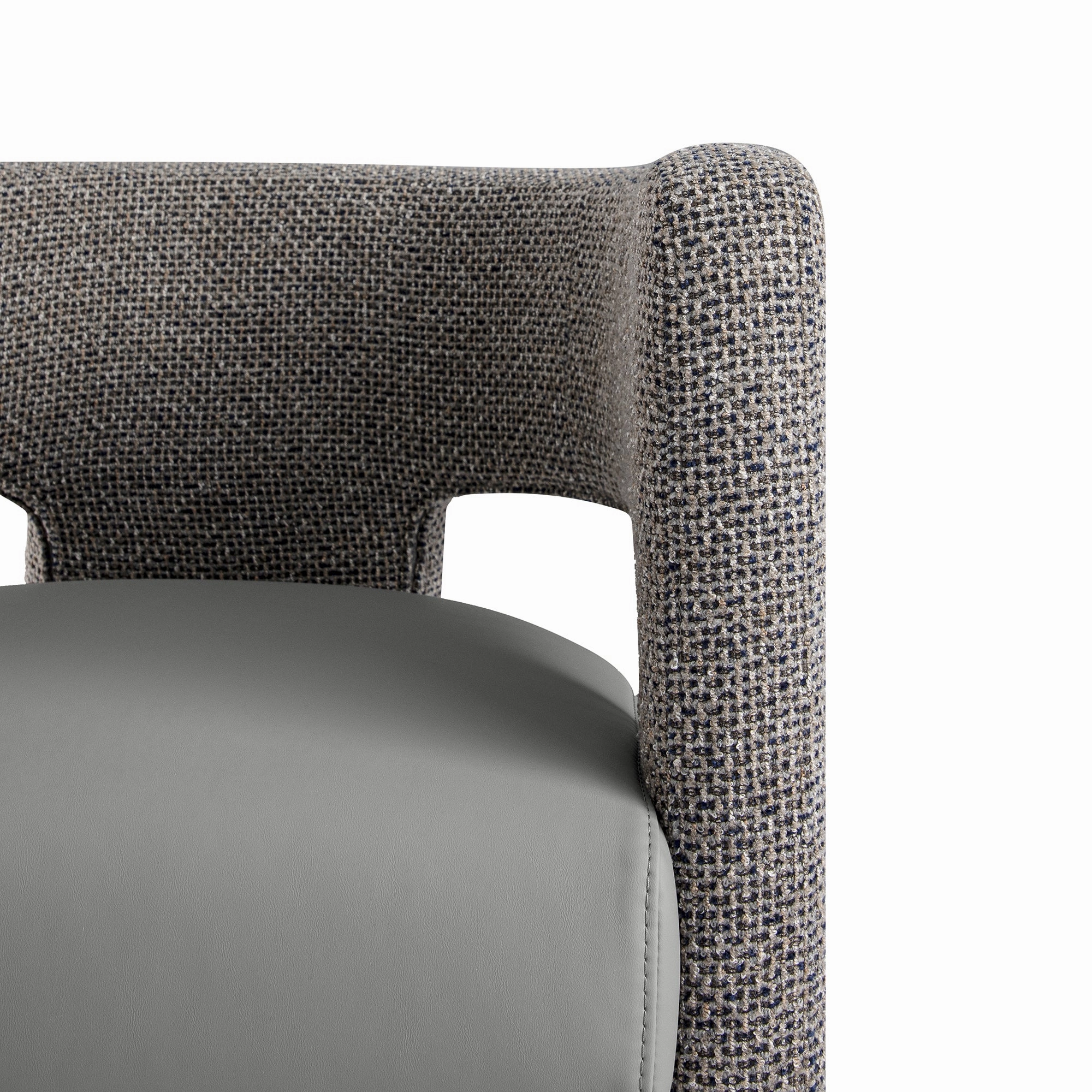 Greenwich Grey & Blue Textured Fabric and Grey Faux Leather Seat Dining Chair
