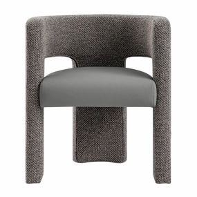 Greenwich Grey & Blue Textured Fabric and Grey Faux Leather Seat Dining Chair