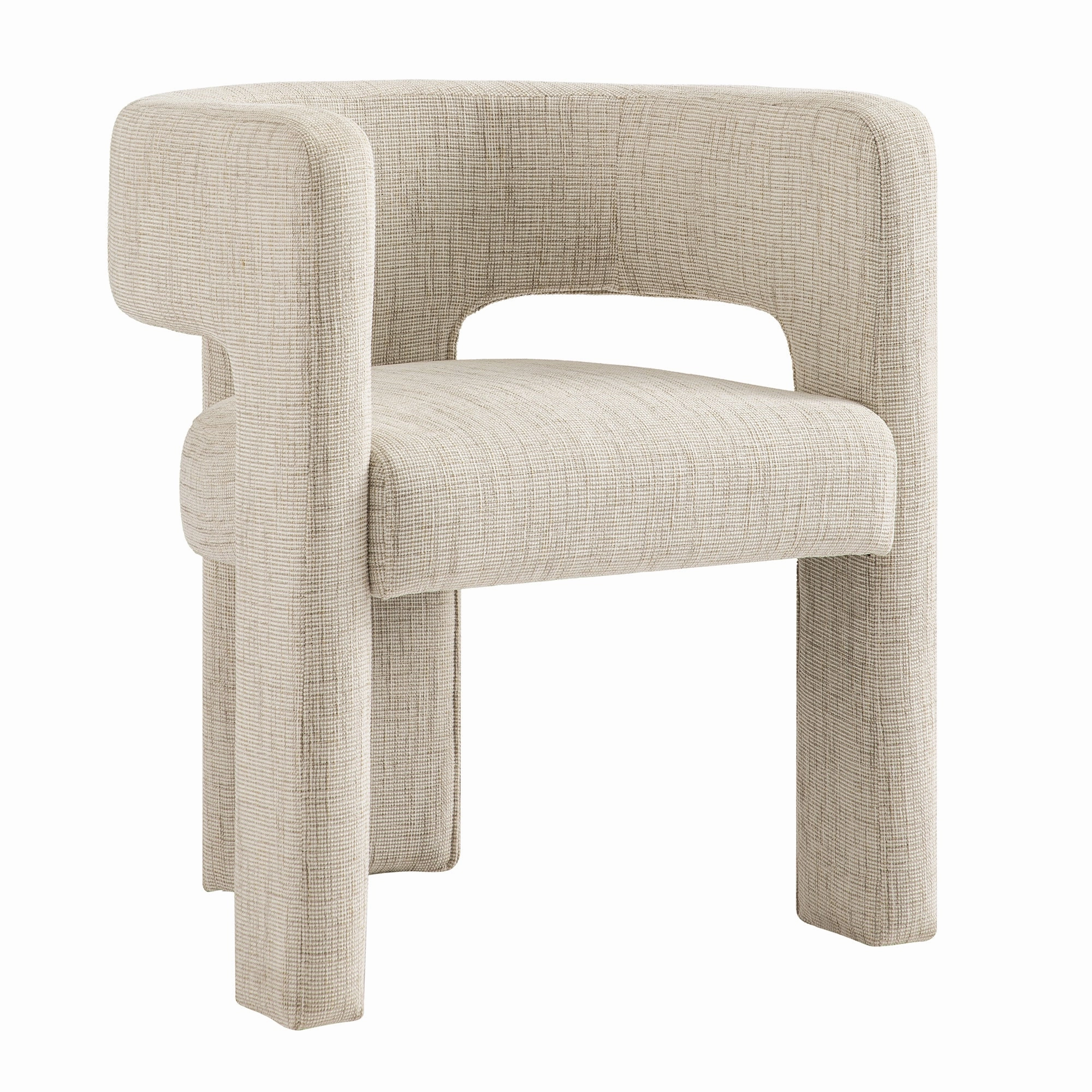 Greenwich Oatmeal & Beige Woven Textured Fabric Dining Chair