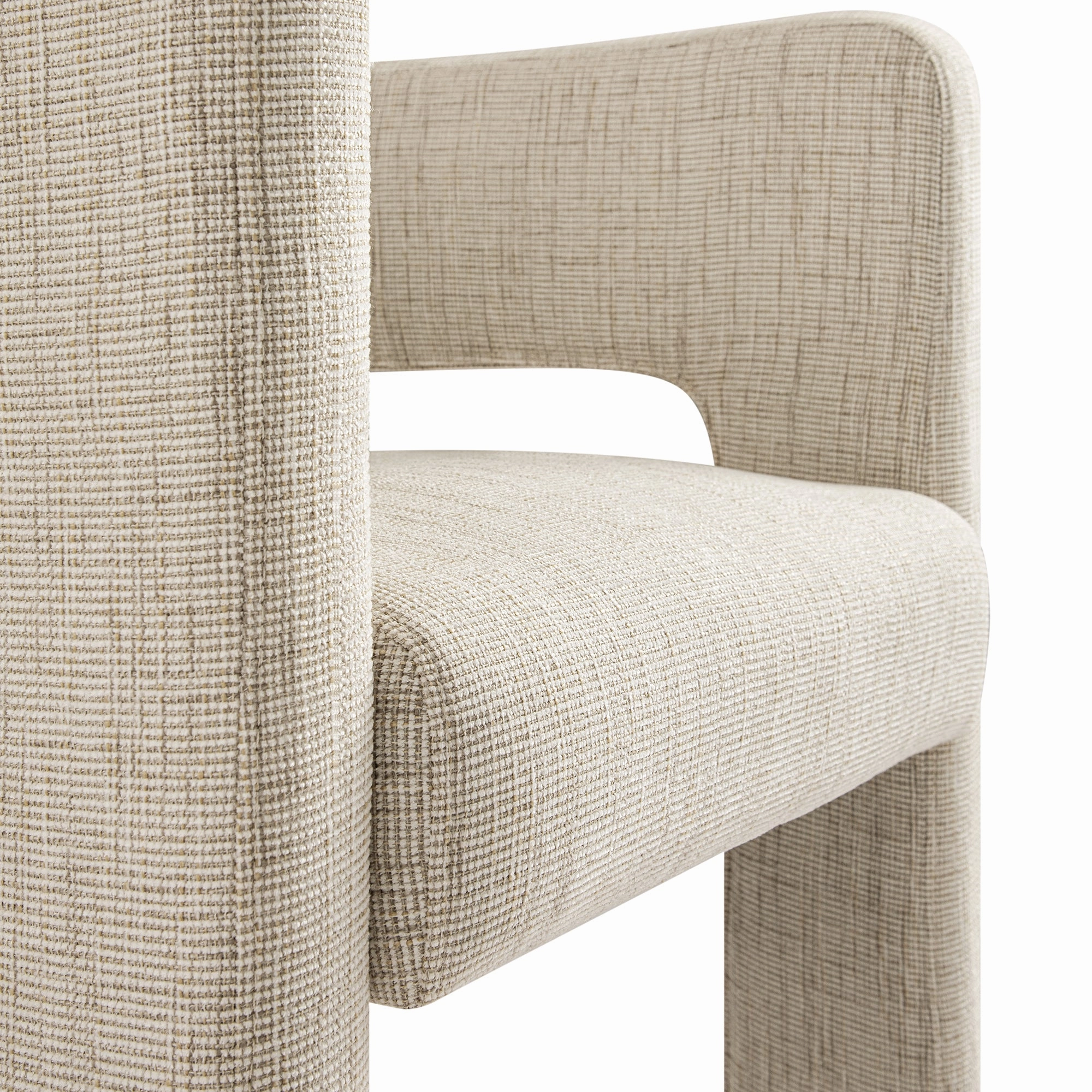 Greenwich Oatmeal & Beige Woven Textured Fabric Dining Chair