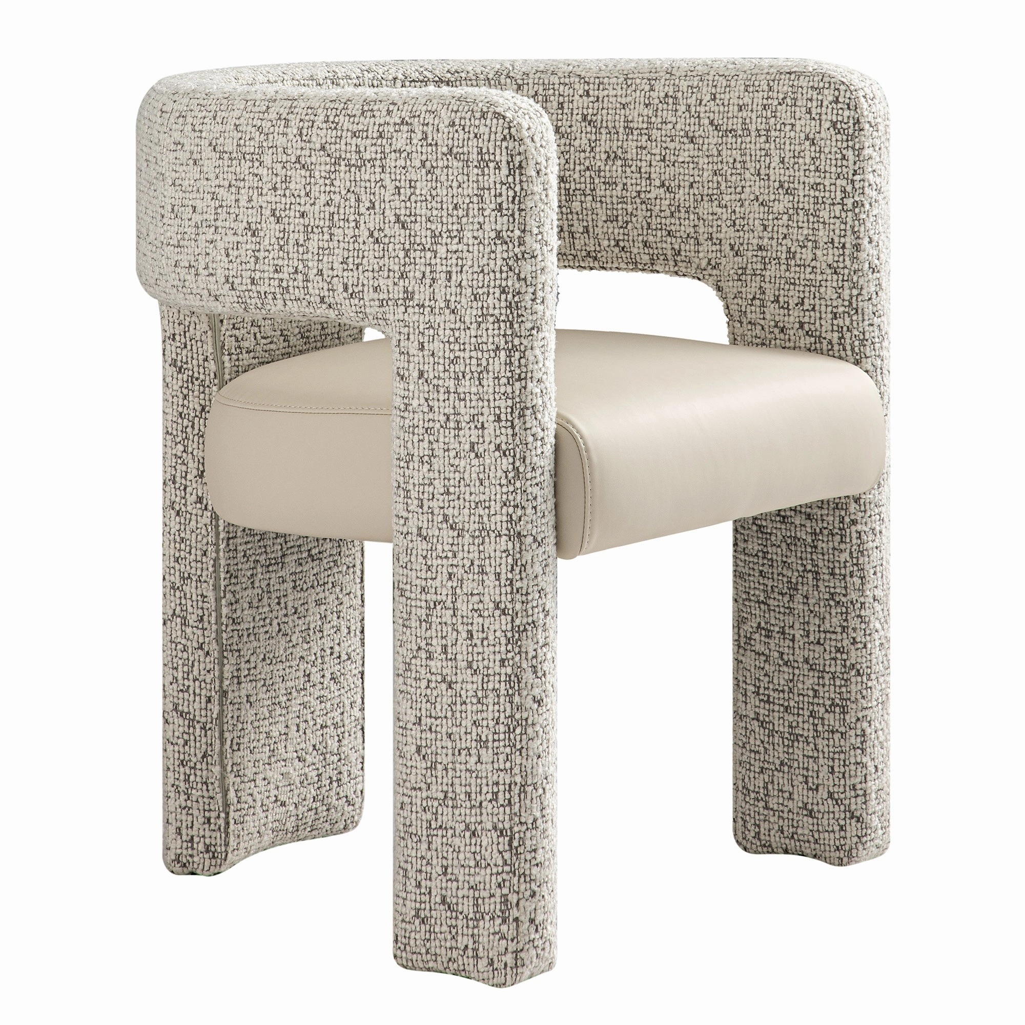 Greenwich Taupe Boucle and Beige Faux Leather Seat Dining Chair