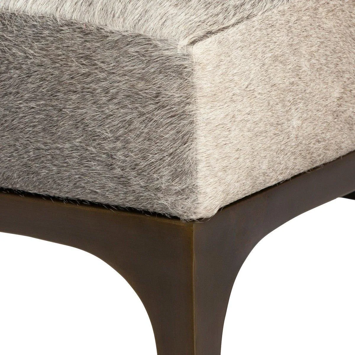 Grey Cowhide Square Ottoman