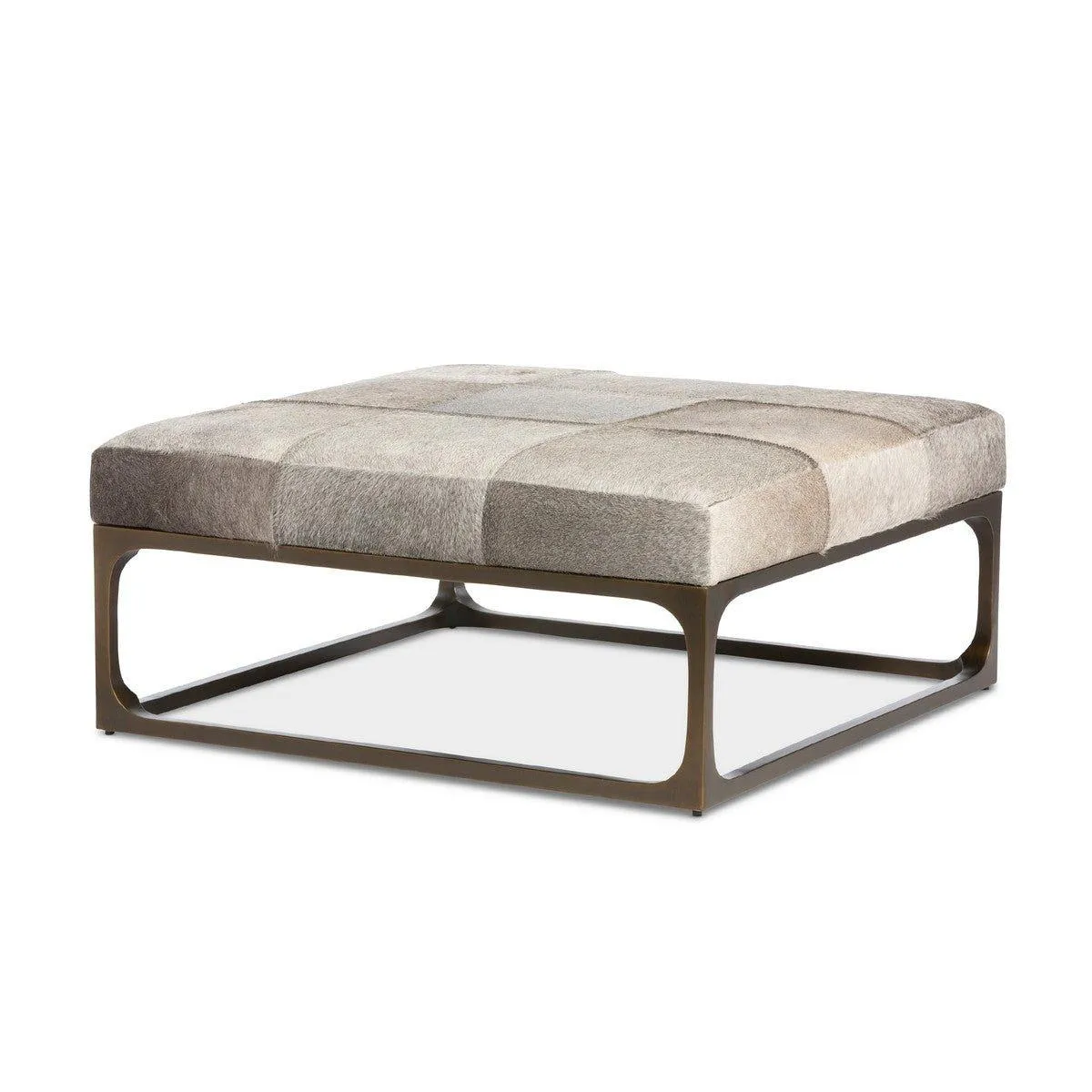 Grey Cowhide Square Ottoman