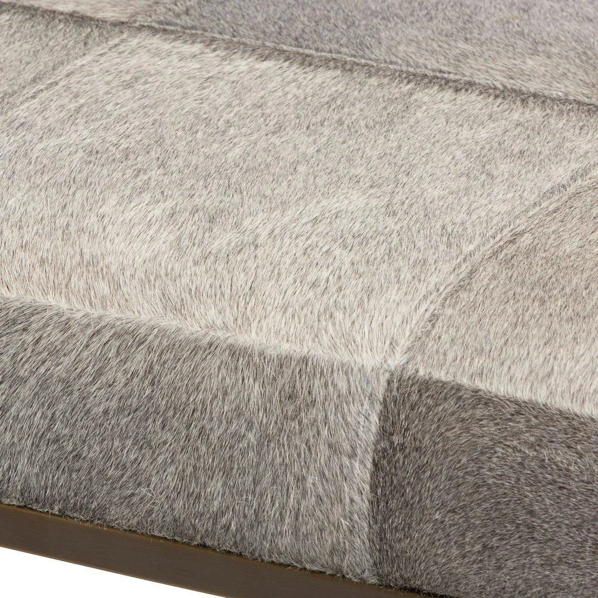 Grey Cowhide Square Ottoman