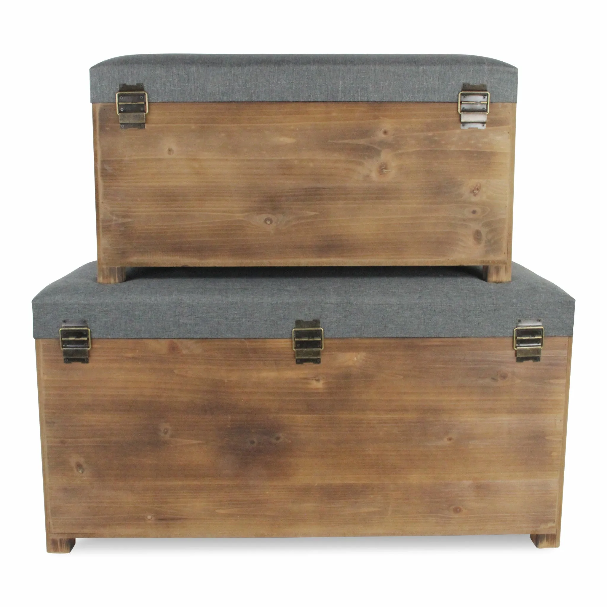 Grey Linen & Fir Storage Benches