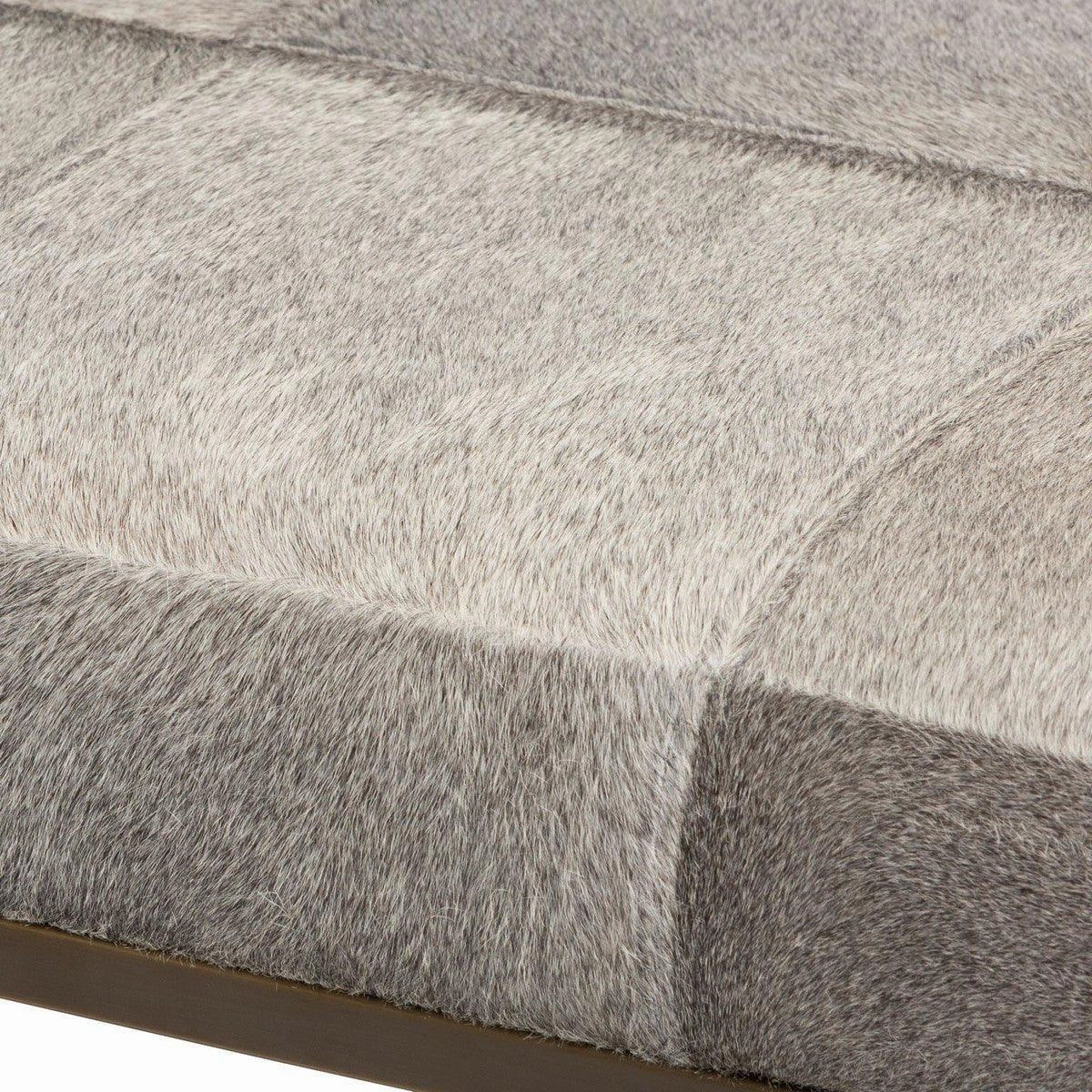 Grey Cowhide Square Ottoman
