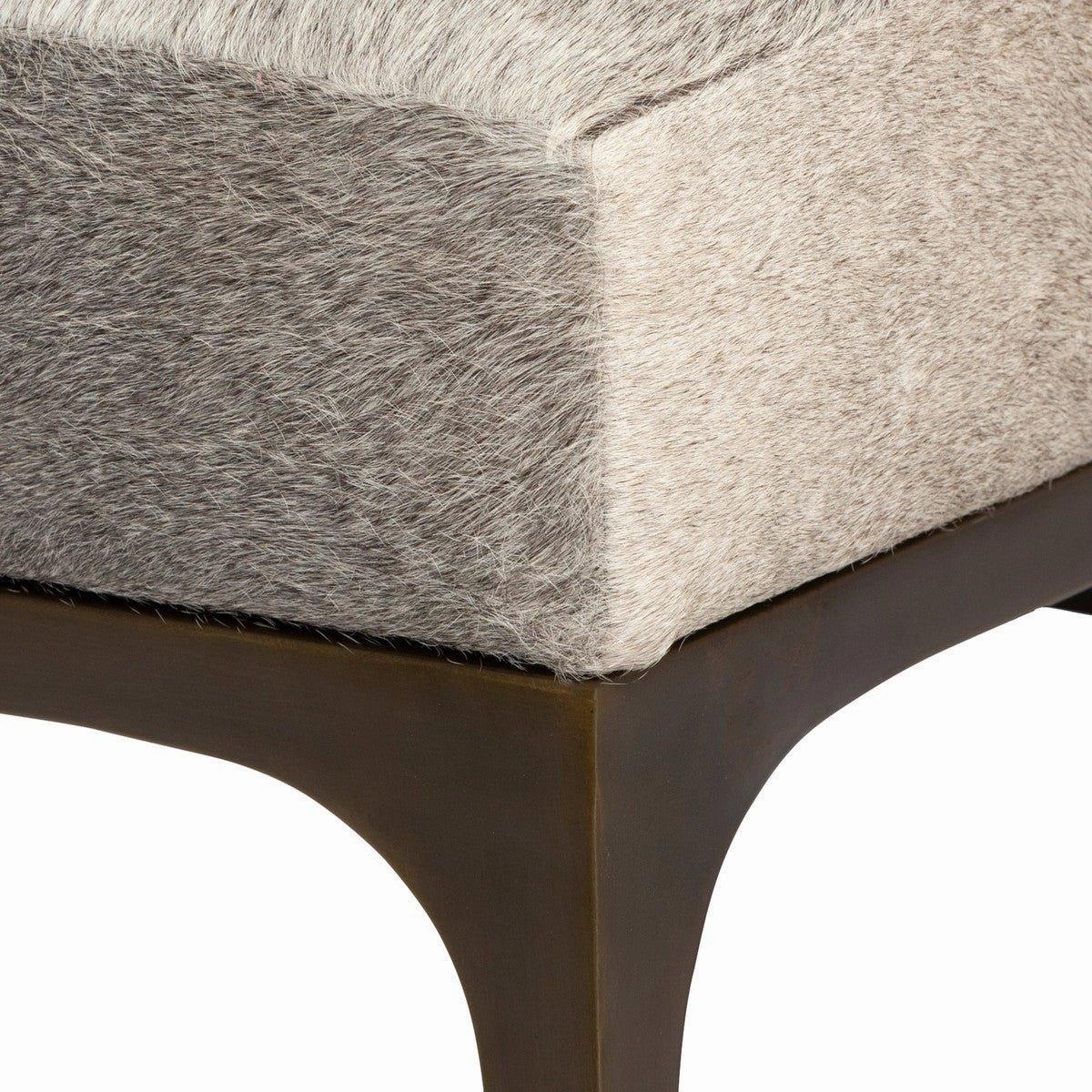 Grey Cowhide Square Ottoman