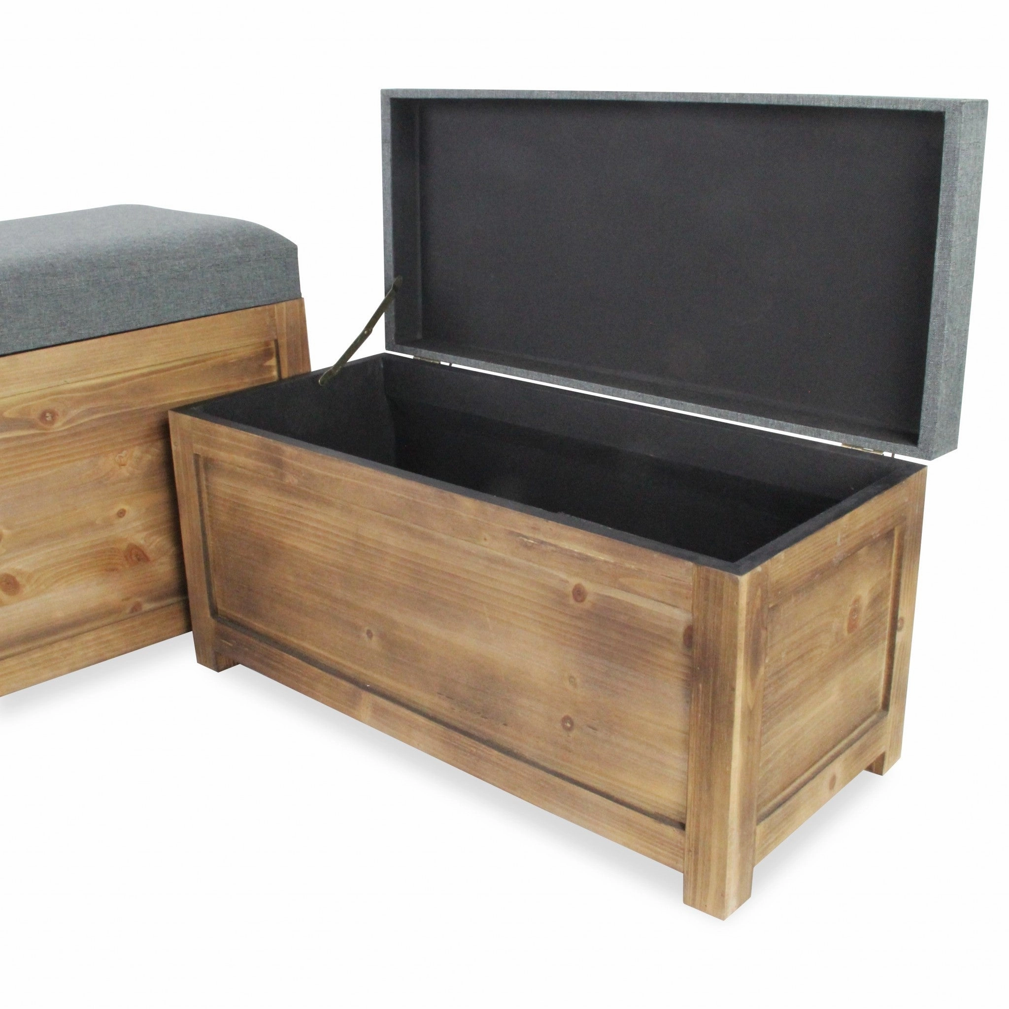 Grey Linen & Fir Storage Benches
