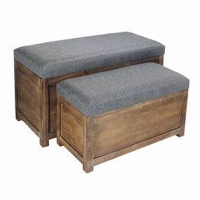 Grey Linen & Fir Storage Benches table runner, placemat