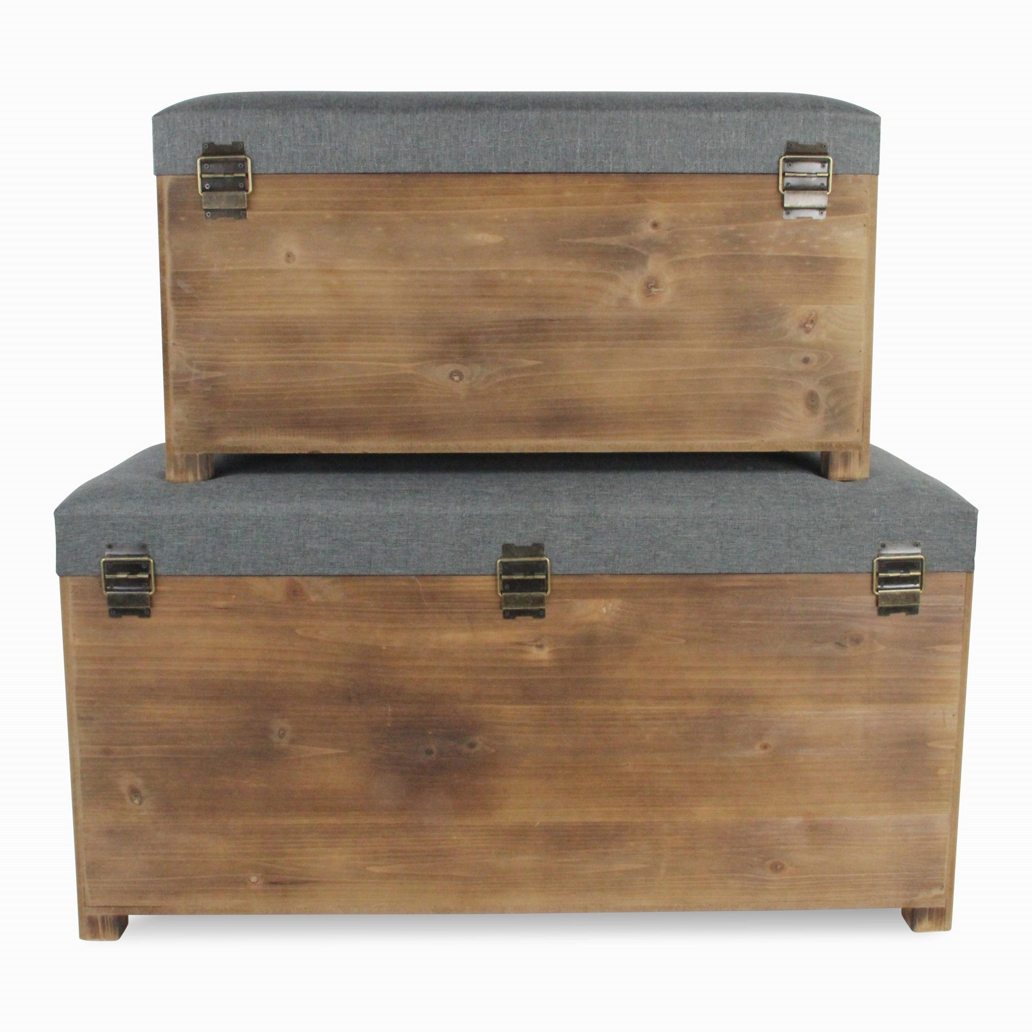 Grey Linen & Fir Storage Benches